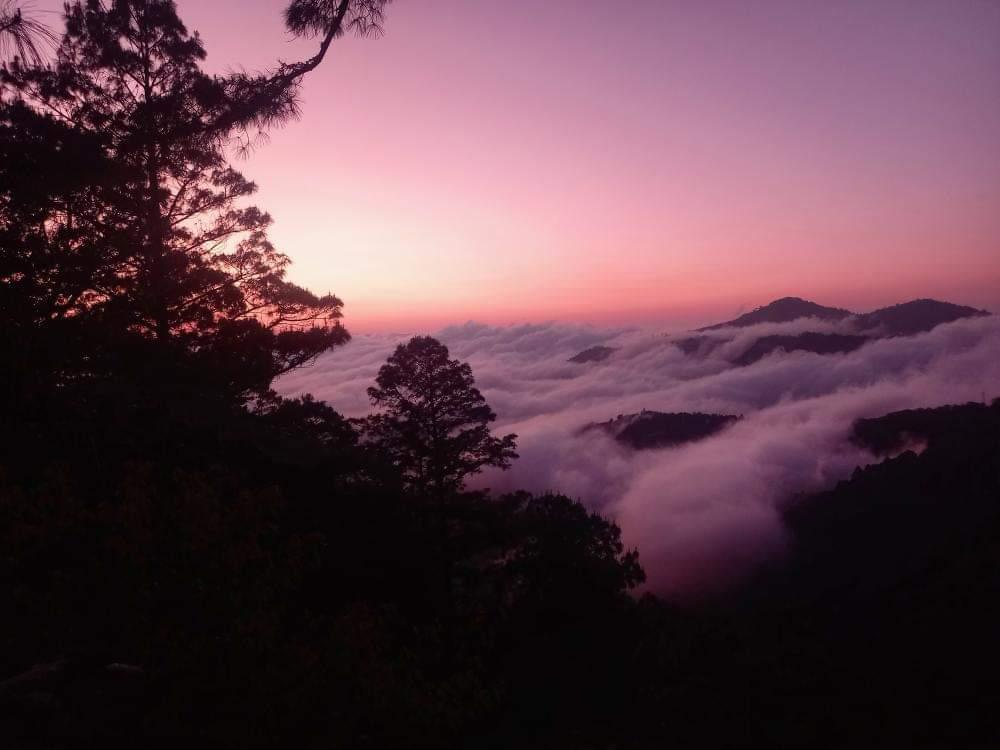 Pink sunset in San Jose del Pacifico