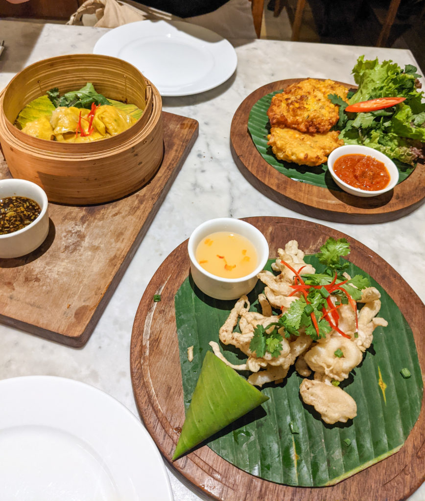 Selection of small plate dishes in one of the best restaurants in Ubud