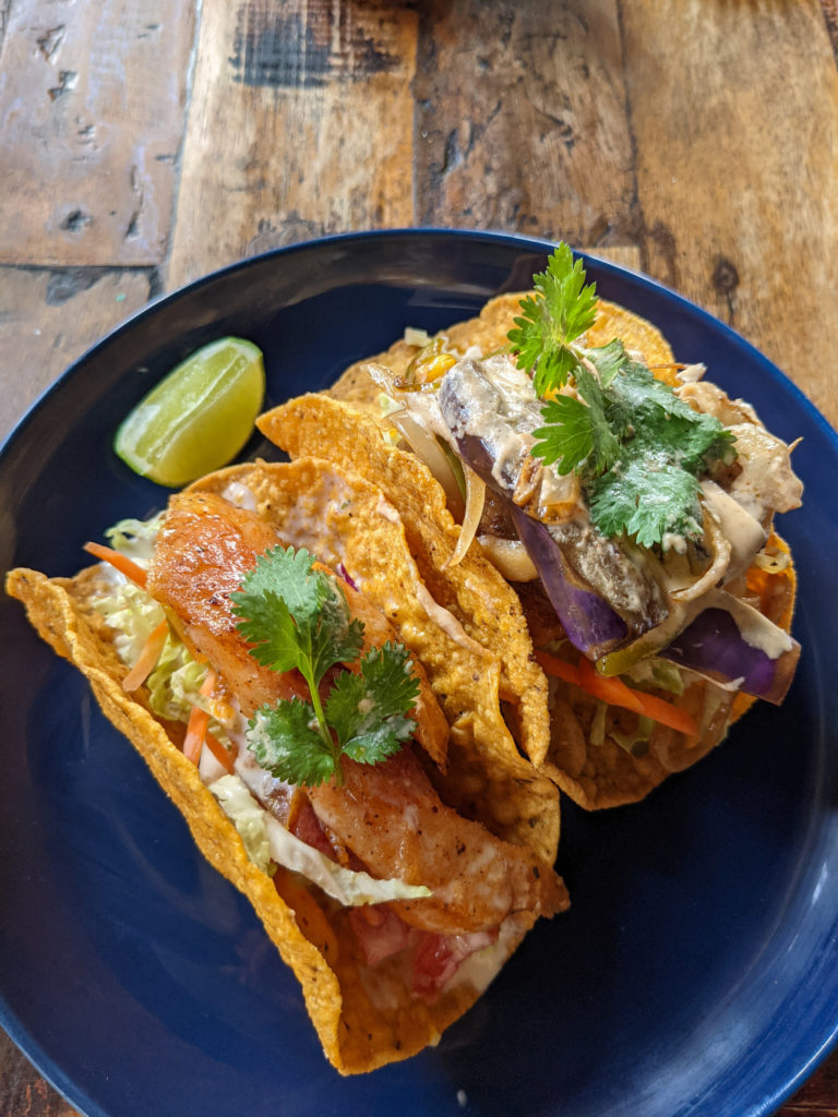 Fish tacos on a small plate