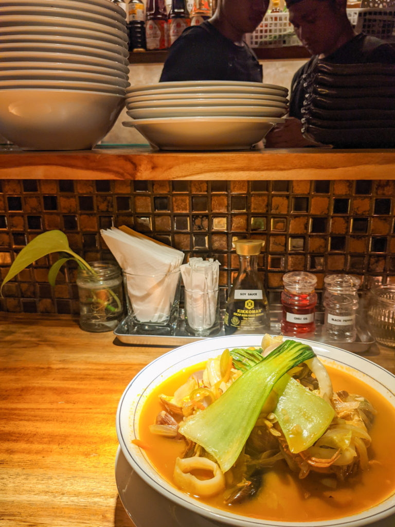 Large bowl of ramen in Kibu Ramen restaurant